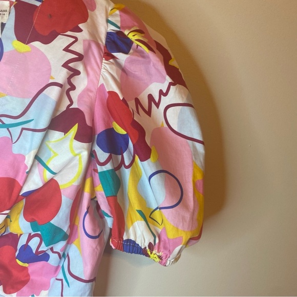 GLAMOROUS Colorful Abstract Print Puff Sleeve Women's Dress (SIZE 10) - Picture 4 of 7